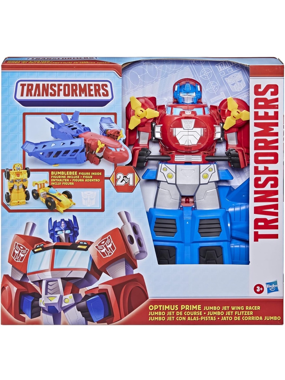 Nwt Optimus Prime Jumbo Jet Wing Racer Toy - Red & Blue